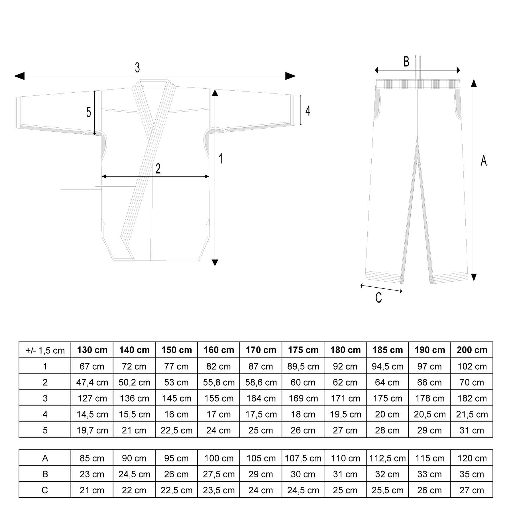 Karate Gi “Premium kumite” -setti 2 takkia ja 1 housut