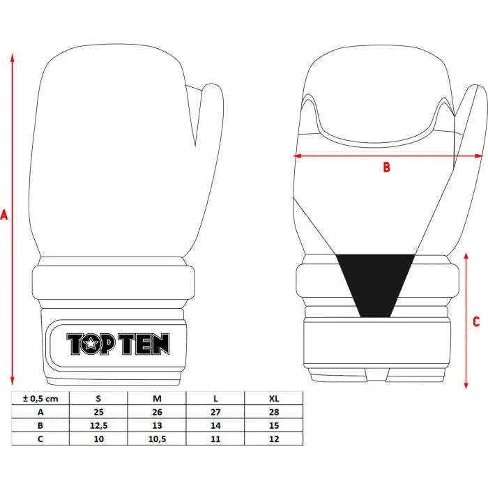 Open hand ITF otteluhanskat "Glossy Block"